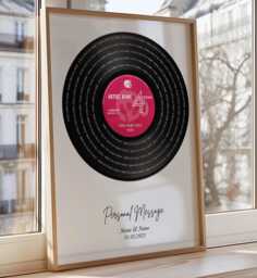 Personalised Vinyl Record Print - Custom Song Lyric Wall Art Gift - Choose Colour & Frame Music Keepsake For Couples - thumbnail 1