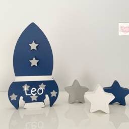 Personalised Rocket & Stars Name Sign - Custom Kids Space Bedroom Decor - thumbnail 3