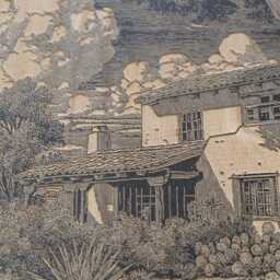 Pueblo-style Home Scene Wall Art - Rustic Wood Lithograph Illustration, Arizona Landscape, Nature Southwest Decor Gift - thumbnail 3