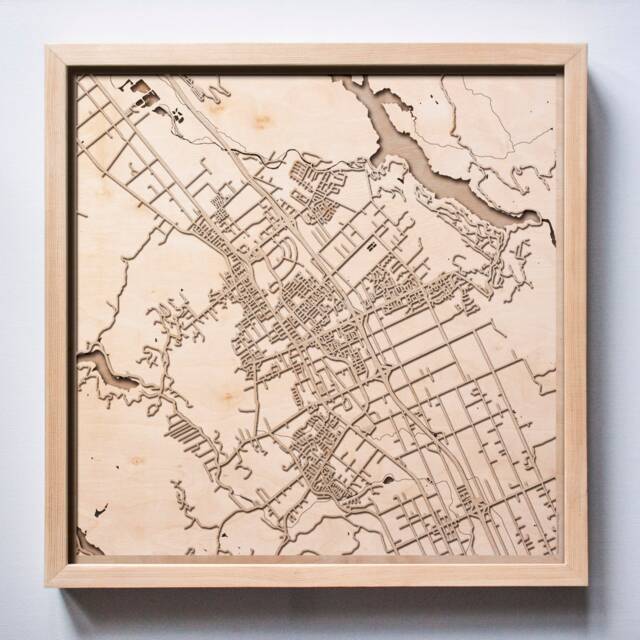 Morgan Hill Wooden Map - Laser Cut City Streets, Framed Wall Art - image 1