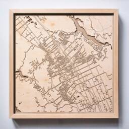 Morgan Hill Wooden Map - Laser Cut City Streets, Framed Wall Art - thumbnail 1