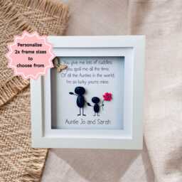 Auntie Gift Frame - Special Poem Keepsake Button Art Pebble Picture Aunt Birthday UK - thumbnail 3