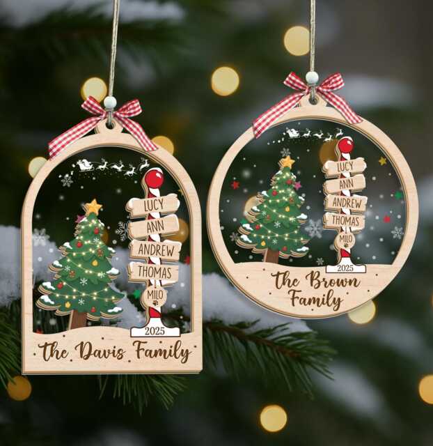 Personalized Family Name Christmas Tree Ornaments, Ornament, Ornament Names 2025, Holiday Keepsake - image 1
