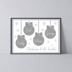 Personalized Christmas Bauble Print Family Name Wall Decor - Unframed - thumbnail 2