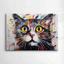 Black Cat Paint Splash Animal Wall Art - Modern Abstract Pet Canvas Print Home, Kitchen, Office Decor Gift Idea - thumbnail 3