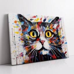 Black Cat Paint Splash Animal Wall Art - Modern Abstract Pet Canvas Print Home, Kitchen, Office Decor Gift Idea - thumbnail 2