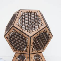 Wooden Zen Mood Lamp, Sacred Geometry, Flower Of Life Motif, Handmade Lamp By Ariegelaser - thumbnail 3