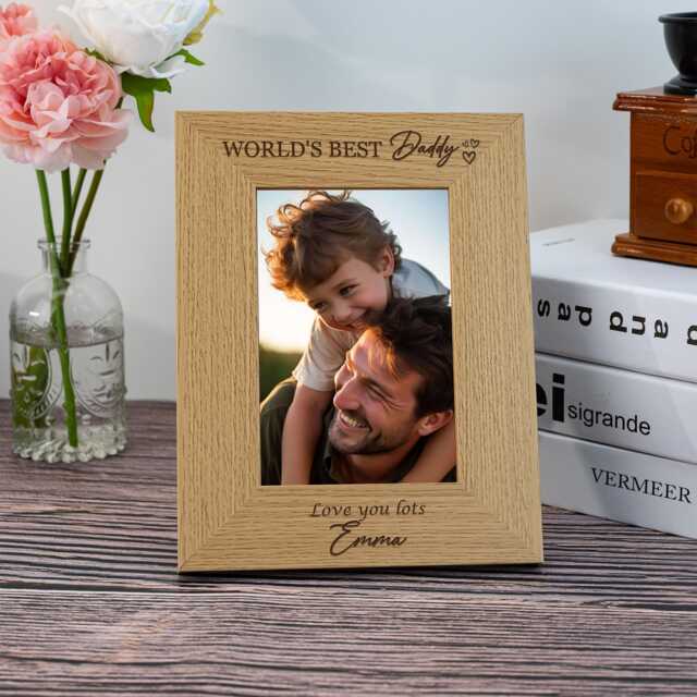 Engraved Wood Frame Personalized Dad Gift For Dad, Engraved Picture Frame, New Home Gift, Worlds Best Birthday Gifts, Fathers Day - image 1