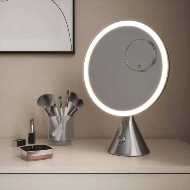 Lumiglam Pro Cosmetic Vanity Mirror With Lights - Chrome Led Makeup Mirror, Tri-Colour, Rechargeable, 5x Magnetic Magnifier - image 1