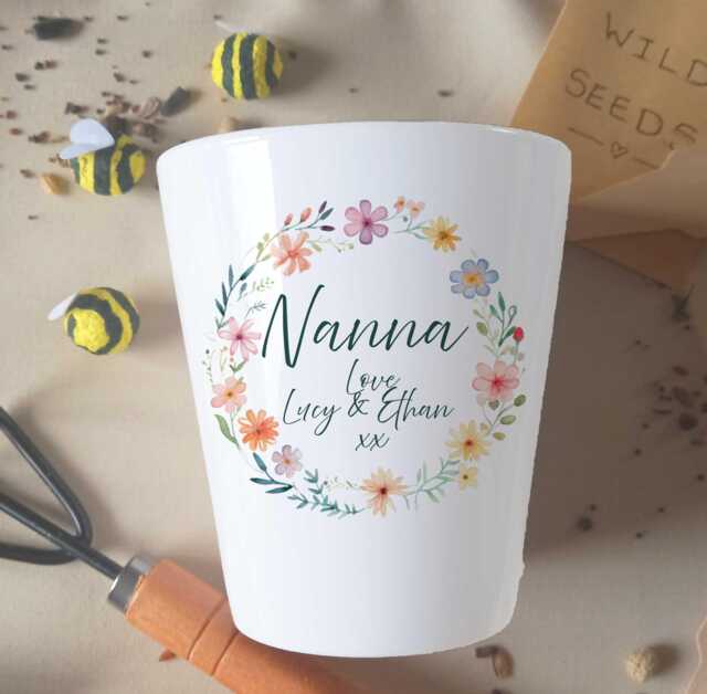 Personalised Ceramic Plant Pot, Custom Mother's Day Gift For Nanna - image 1
