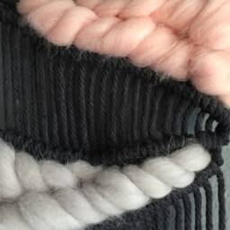 "Woven Macrame Wall Hanging - Raw Wool Weaving Organic Hand Dyed Art Bohemian Decor ""Sky" - thumbnail 4