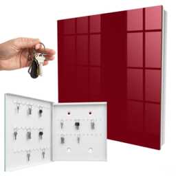 Vivid Burgundy Wall Mounted Key Cabinet, Claret Industrial Box, Minimalist Backgrounds & Patterns - thumbnail 2