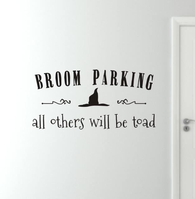 Halloween Wall Decal - Broom Parking Vinyl Witch - image 1