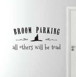 Halloween Wall Decal - Broom Parking Vinyl Witch - thumbnail 1