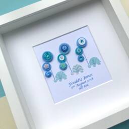 New Baby Personalised Gift, Newborn Boy Blue Elephant Nursery Decor, Birth Details Wall Art, Christening Keepsake - thumbnail 3