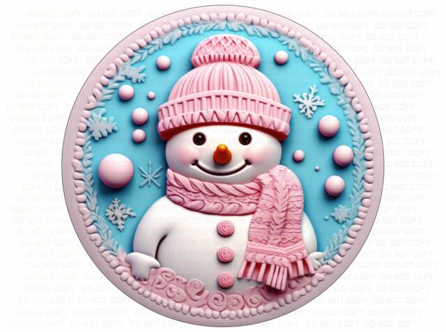Let It Snow Wreath Sign, Christmas Snowman Pink Snowman, Xmas Let - image 1