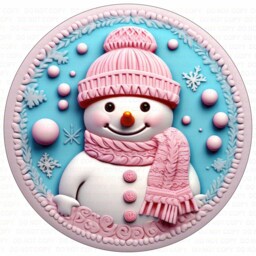 Let It Snow Wreath Sign, Christmas Snowman Pink Snowman, Xmas Let - thumbnail 2