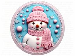 Let It Snow Wreath Sign, Christmas Snowman Pink Snowman, Xmas Let - thumbnail 1