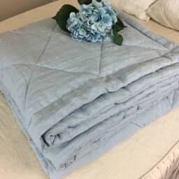 Linen Diamond Comforter Quilt, Shaped Quilted Duvet With Natural Linen Shell, 40+ Fabric Choice, All Sizes - thumbnail 3