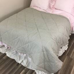 Linen Diamond Comforter Quilt, Shaped Quilted Duvet With Natural Linen Shell, 40+ Fabric Choice, All Sizes - thumbnail 4