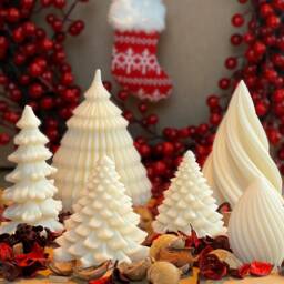 Christmas Tree Candles - Candle Gift Table Decor Stocking Soy Wax Holiday Season - thumbnail 1