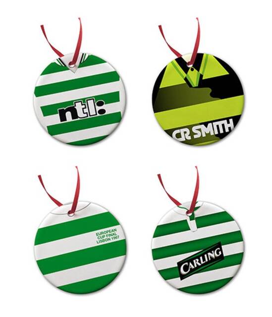 Celtic Retro Shirts Kits Christmas Tree Decoration Bauble Flat Ceramic Great Gift Pack Of 4