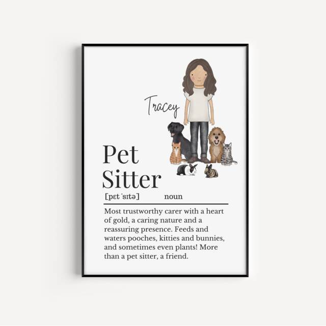 Pet Sitter Definition Print, Print Gift For Your Sitter, Personalised Thank You - image 1