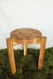 Trio-2 = 1Pcs Stool Solid Wood Oak End Grain Top - thumbnail 2