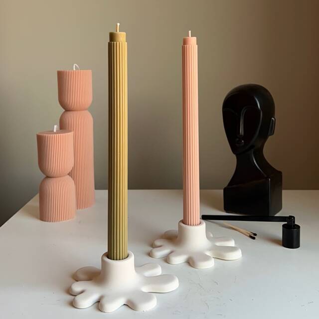 Blob Jesmonite Candlestick Holder Modern Table Decor - image 1
