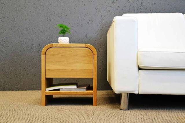 Bedside Table With A Soft Closing Drawer & Shelf, Nightstand, Side Table, End Table Solid Oak Sofa Bedside, Handmade Furniture - image 1