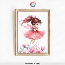 Pink Fairy Personalised Prints - Set Of 3 - Baby Girls Room Decor Nursery Wall Art Girl Bedroom Toddler Picture - thumbnail 3