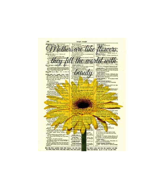 Antique Dictionary Art Print Mother's Day Daisy Floral Quote - image 1