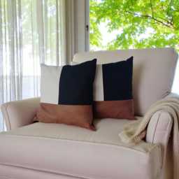 Color Block Faux Leather Pillow Cover - Linen & Black Fabric - thumbnail 1