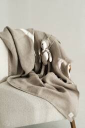 Linen Twill Baby Blanket, Throw Small, Pre-Washed Soft Non-Dyed Natural Product. Gift For Baby. Woven in Italy, Handmade Lithuania
