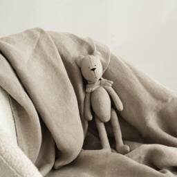 Linen Twill Baby Blanket, Throw Small, Pre-Washed Soft Non-Dyed Natural Product. Gift For Baby. Woven in Italy, Handmade Lithuania - thumbnail 4