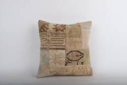 Handwoven Kilim Pillow Cover Vintage Turkish Wool Cushion - 16x16 - thumbnail 1