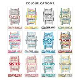 Custom Made Personalised Word Art Print Framing Gift Home Family Friend Birthday Cloud 21 Words Colourful A4 A3 A2 Typography - thumbnail 2