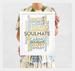 Custom Made Personalised Word Art Print Framing Gift Home Family Friend Birthday Cloud 21 Words Colourful A4 A3 A2 Typography - thumbnail 1