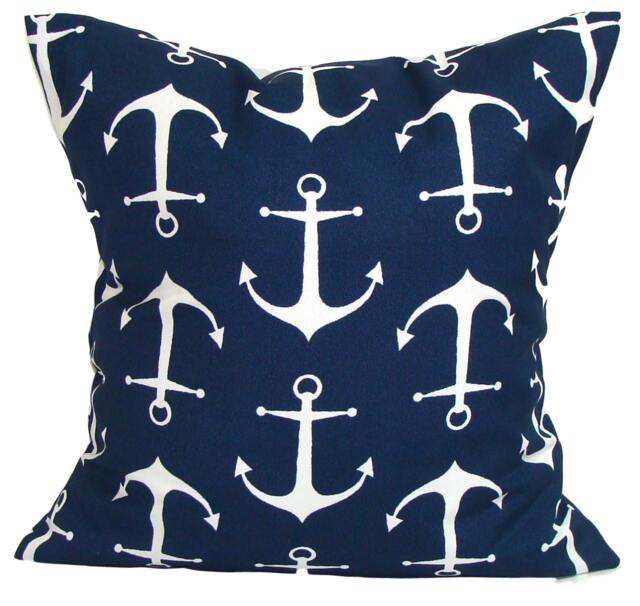 Blue Anchor Outdoor Pillow Cover, Nautical All Sizes - image 1