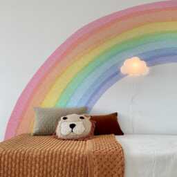 Watercolor Rainbow Wall Decal - Boho Pastel Nursery Sticker - Peel & Stick - thumbnail 2