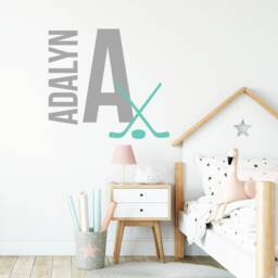 Teen Boys Hockey Name Stickers For Bedroom, Large Personalized Sports Decals, Puck Wall Art, Custom Sign, Vinyl Lettering - thumbnail 3