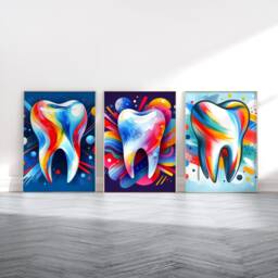 Dentist Wall Art - Set Of 3 Posters - Dental Office Decor Colourful Orthodontic Clinic Watercolour Prints Abstract Hygiene Gift - thumbnail 2