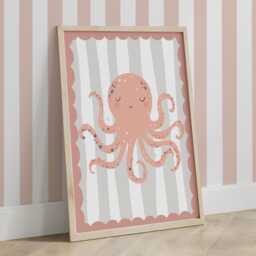 Octopus Print, Sea Animals Nursery Girl Bedroom Decor, Ocean Nursery, Playroom Prints, Kids Wall Art - thumbnail 2