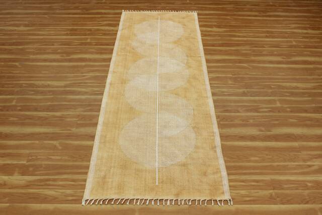Handmade Cotton Kilim Rug Bohemian Corridor Runner, Block Print - image 1