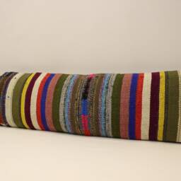 Vintage Turkish Kilim Pillow Cover, Long Lumbar Throw - 12x47 In - thumbnail 3