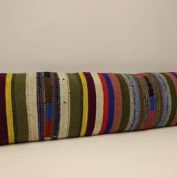 Vintage Turkish Kilim Pillow Cover, Long Lumbar Throw - 12x47 In - thumbnail 2