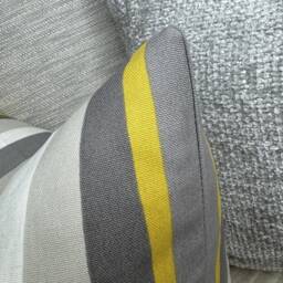 Nautical Striped Cushion Cover Modern Cotton-Linen Blend Pillow Cover For Sofa, Grey-Mustard Alvar Fabric By John Lewis - thumbnail 3