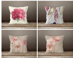 Pink Flower Cushion Cover-Rose Pillow Case-Modern Decorative Case-Flower Cover-Gift For Her -Handmade Material