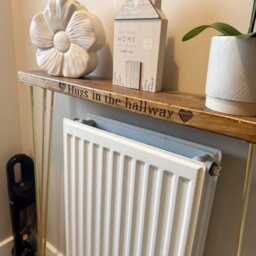 Personalised Engraved Wooden Console Table, Hairpin Leg Radiator Cover, Hallway Furniture - thumbnail 3