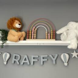 Name Garland With Hot Air Balloons & Stars, Custom Name Banner, Name, Felt Bunting, Nursery Decor, Decor - thumbnail 2